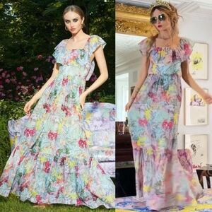 NEW Alice & Olivia x Lola Schnabel | Lola's Dream Colorful Floral Maxi Dress